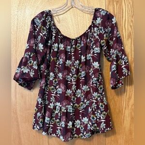 Floral Burgundy Women's Top